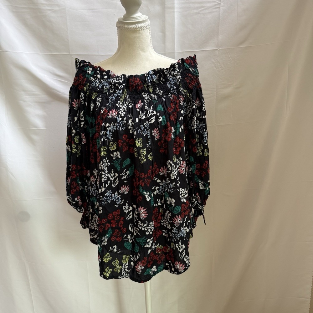 Beach Riot Floral Off The Shoulder Blouse Multicolor Resort Vacay Women's Medium